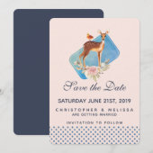 Cute Bruine Aquarel Herten Bruiloft met Rustieke E Save The Date (Voorkant / Achterkant)