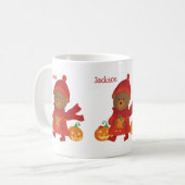 Cute Bruine Beer Kind Herfst Mok (Voorkant links)