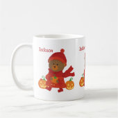Cute Bruine Beer Kind Herfst Mok (Links)