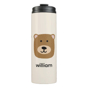 Cute bruine beer thermosbeker