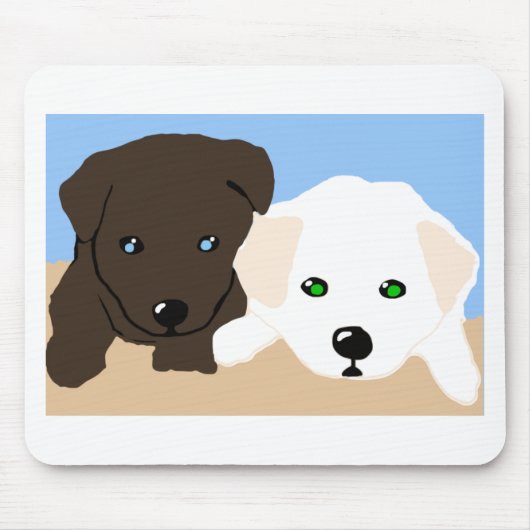 Cute bruine en witte Labradoor puppy kunst cadeaus Muismat (Voorkant)