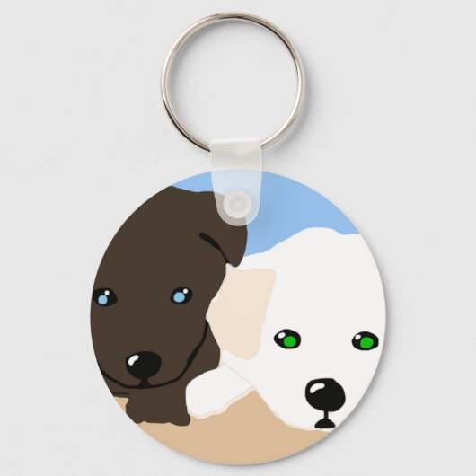 Cute bruine en witte Labrador puppy kunst cadeaus Sleutelhanger (Voorkant)