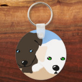 Cute bruine en witte Labrador puppy kunst cadeaus Sleutelhanger (Voorkant)