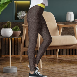 Cute Bruine Gele Glitter Patroon Strepen Leggings