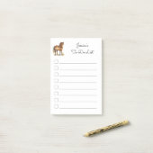 Cute Bruine Pony Schrift Paard Kinderen Sticky To- Post-it® Notes (Op bureau)