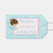 Cute Brunette Ballerina "Bedankt" Gift Label Cadeaulabel (Voorkant (Horizontaal))