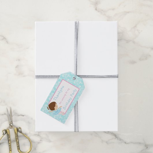 Cute Brunette Ballerina "Bedankt" Gift Label Cadeaulabel (Met Touw)