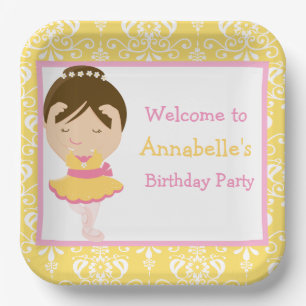 Cute Brunette Ballerina Birthday Party Papieren Bordje