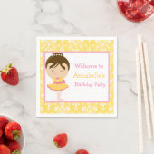 Cute Brunette Ballerina Birthday Party Servet (Insitu)
