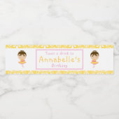 Cute Brunette Ballerina Birthday Party Waterfles Etiket (Enkel label)