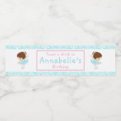 Cute Brunette Ballerina Birthday Party Waterfles Etiket (Enkel label)