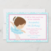 Cute Brunette Ballerina en Blue Damask Kaart (Voorkant)
