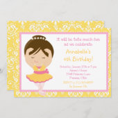 Cute Brunette Ballerina en Yellow Damask Kaart (Voorkant / Achterkant)