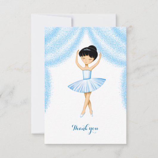 Cute brunette ballerina in blue tutu bedankkaart (Voorkant)