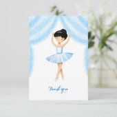 Cute brunette ballerina in blue tutu bedankkaart (Staand voorkant)