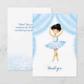 Cute brunette ballerina in blue tutu bedankkaart (Voorkant / Achterkant)