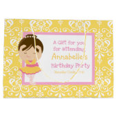 Cute Brunette Ballerina & Yellow Damask Bedankt Groot Cadeauzakje (Achterkant)