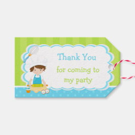 Cute Brunette Boy Baking Birthday Party Cadeaulabel