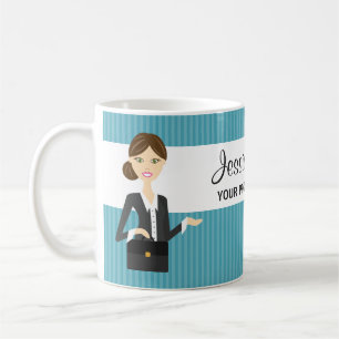 Cute Brunette Business Woman Illustration Koffiemok