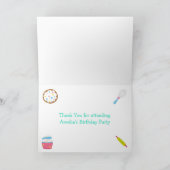 Cute Brunette Girl Baking Birthday Party Bedankkaart (Binnen)