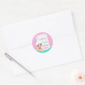 Cute Brunette Girl Baking Birthday Party Ronde Sticker (Envelop)