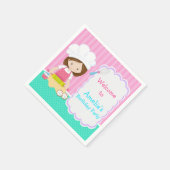 Cute Brunette Girl Baking Birthday Party Servet (Hoek)