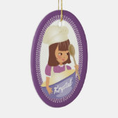 Cute brunette girl kinder chef-kerstmis keramisch ornament (Rechts)