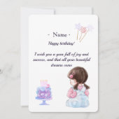 Cute Brunette Girl Personalized Birthday Card for  Bedankkaart (Voorkant)