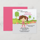 Cute Brunette Girl Skating Birthday Party Kaart (Voorkant / Achterkant)