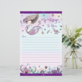 Cute Brunette Mermaid Time Capsule Berichtblad (Staand voorkant)