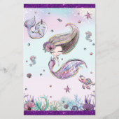 Cute Brunette Mermaid Time Capsule Berichtblad (Achterkant)