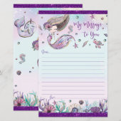 Cute Brunette Mermaid Time Capsule Berichtblad (Voorkant / Achterkant)