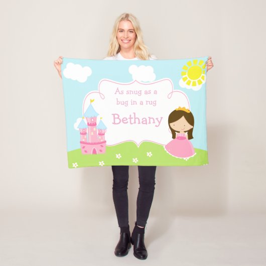 Cute Brunette Our Little Princess Fleece Deken (In situ)