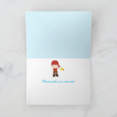 Cute Brunette Pirate Boy Birthday Party Kaart (Binnen)