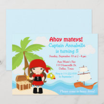 Cute Brunette Pirate Girl Birthday Party