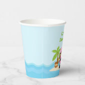 Cute Brunette Pirate Girl in Pink Birthday Party Papieren Bekers (Rechts)