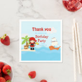 Cute Brunette Pirate Girl in Red Birthday Servet (Insitu)