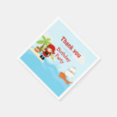 Cute Brunette Pirate Girl in Red Birthday Servet (Hoek)