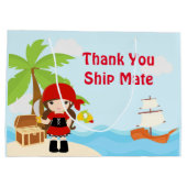 Cute Brunette Pirate Girl in Red Dank je Groot Cadeauzakje (Achterkant)