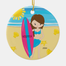 Cute Brunette Surfer Girl persoonlijke kerstmis