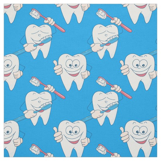 Cute Brushing Teeth Pattern Stof (Swatch)