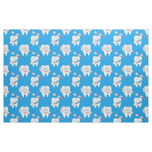 Cute Brushing Teeth Pattern Stof (Fat Quarter)