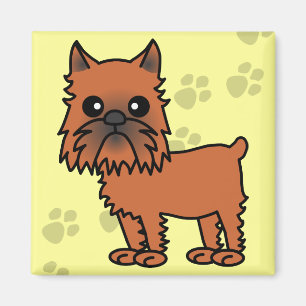 Cute Brussels Griffon Cartoon - Clipped Ears Magneet