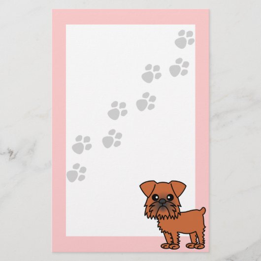 Cute Brussels Griffon Cartoon - Pawprint Roze Briefpapier (Voorkant)