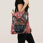 Cute Brussels Griffon Dog Flower Pattern Tote Bag (Dichtbij)