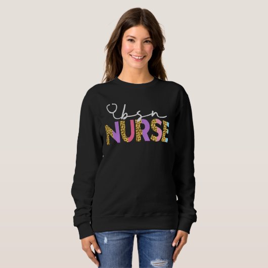 Cute Bsn Zurse Afstuderen Rn Leopard Bachelors Nur Trui (Voorkant volledig)