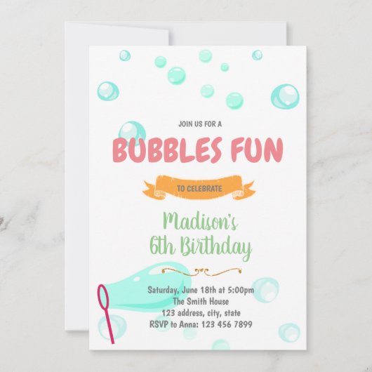 Cute bubbels leuke uitnodiging (Voorkant)
