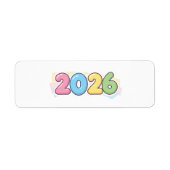 Cute Bubble 2026 Typography – Candy Gloss Pastel  Etiket (Voorkant)