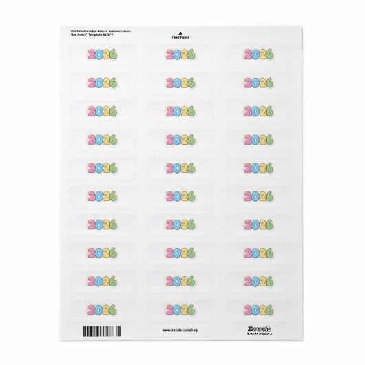 Cute Bubble 2026 Typography – Candy Gloss Pastel Etiket (Full Sheet)
