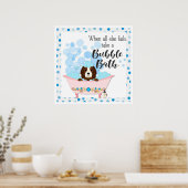 Cute Bubble Bath Cartoon Dog Bathroom Poster (Keuken)